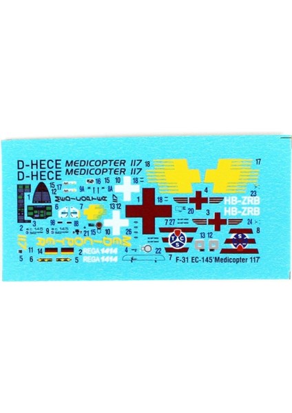 F031 1/72 EC-145 Medicopter 117 (Rega) Çok Amaçlı Helikopter Plastik Model Kiti modelleri