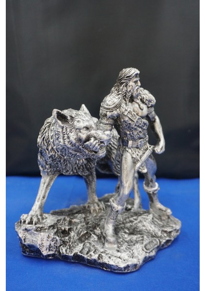 Tyr Savaş Tanrısı Heykeli - Kurtlu Try Biblo - 26 cm Mitolojik Obje Hediyelik Dekor Gümüş fiyatları