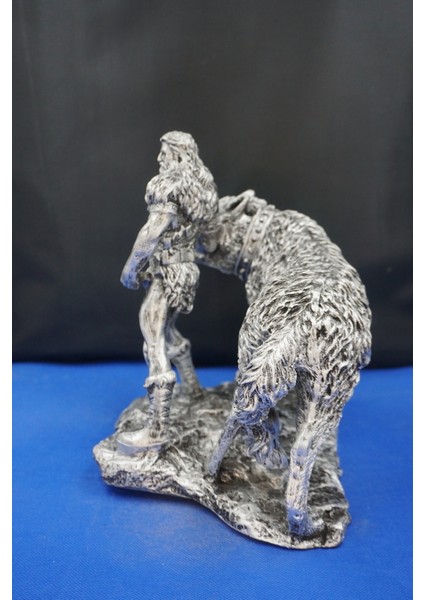 Tyr Savaş Tanrısı Heykeli - Kurtlu Try Biblo - 26 cm Mitolojik Obje Hediyelik Dekor Gümüş indirimleri