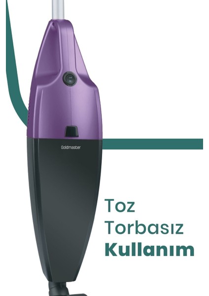 Mor Renkli, Dik Elektrikli Süpürge, Güçlü ve Şık Tasarım, Pratik Kullanım