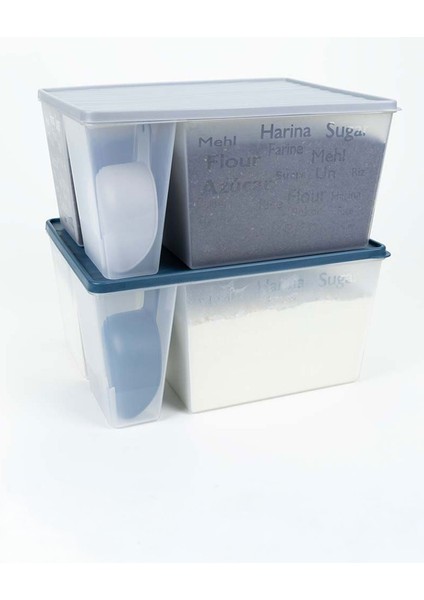 Ölçü Kaşıklı Un Şeker Deterjan Saklama Istifleme Kabı Ölçülü Saklama Kutusu 6.5 Litre Mavi fırsatları