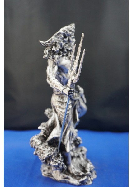 Mitolojik Tasarım Poseidon - Ev Ofis Dekoratif Hediyelik Aksesuar (26 Cm) Gümüş indirimleri