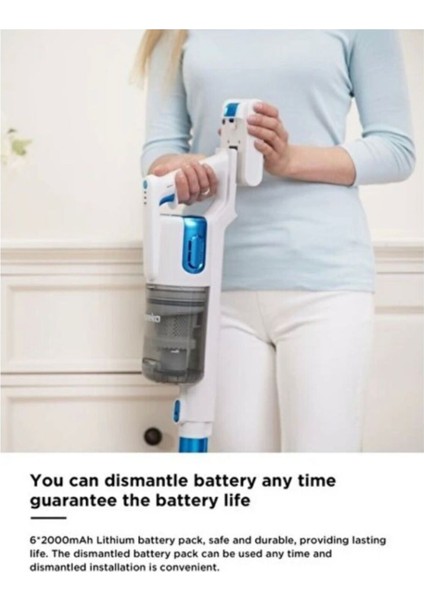 Kablosuz Dikey Süpürge, Beyaz, Hafif ve Güçlü Temizlik Aracı