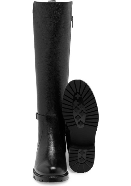 Siyah Deri-Tekstil Kadın Klasik Çizme - K24K1CM67712-A41 fırsatları