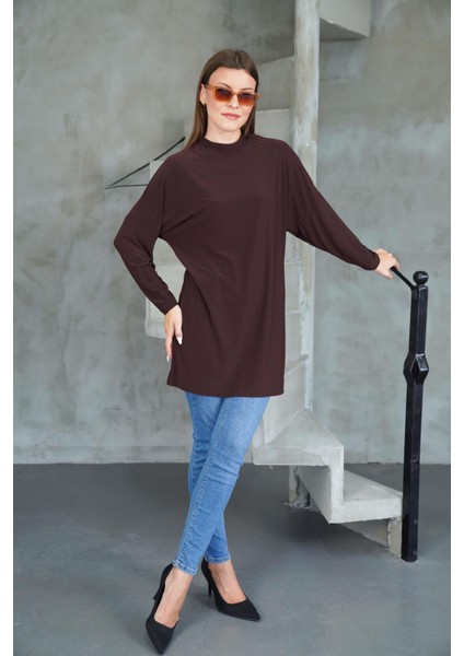 Tesettür Extra Uzun Tunik -Kahverengi fiyatları