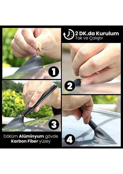 Renault Fluence Uyumlu Karbon Siyah Renk Oto Radio Anteni Çubuk Anten fiyatları