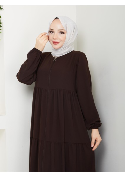 Üç Katlı Büzgü Detaylı Medine Ipeği Ferace fırsatları