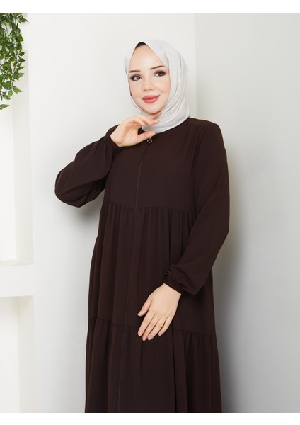 Üç Katlı Büzgü Detaylı Medine Ipeği Ferace indirimleri