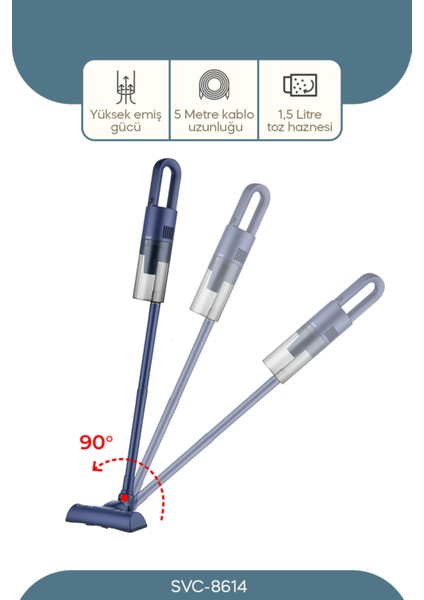 Yüksek Emiş Güçlü Hafif Elektrikli Dik Süpürge Bej Renk