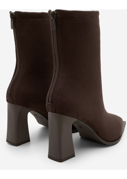 Kadın Topuklu Bot Sivri Burun Arkadan Fermuarlı Kalın Ökçe Kikas