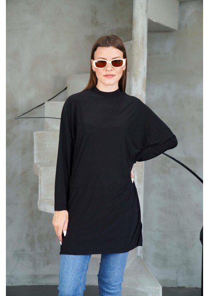Tesettür Extra Uzun Tunik -Siyah