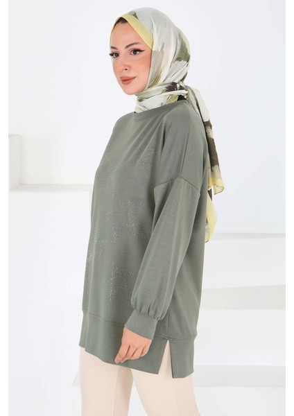 Yıldız Taş Detaylı Oysho Tunik Haki - 27673