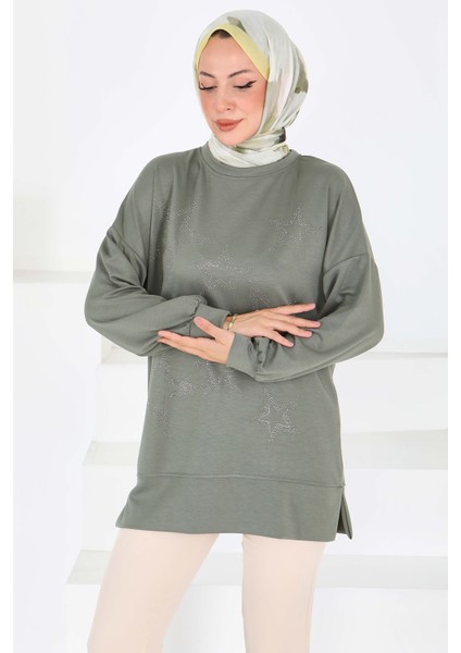 Yıldız Taş Detaylı Oysho Tunik Haki - 27673 modelleri