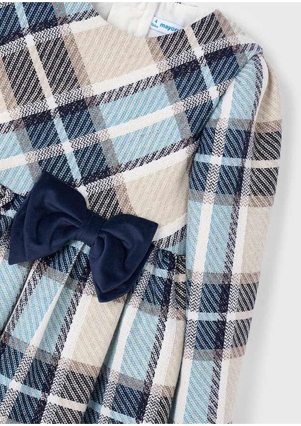 4924-40 Kız Çocuk Mavi Ekose Elbise fırsatları