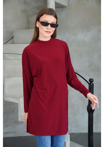 Tesettür Extra Uzun Tunik -Bordo modelleri