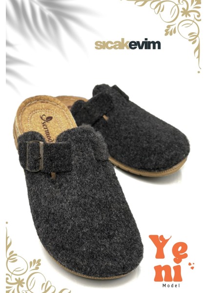 Erkek Ev Terliği – Poli Taban Hafif Tabanlı Sıcak Tutan Halı Terliği Antrasit