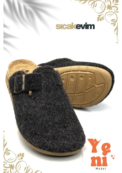 Erkek Ev Terliği – Poli Taban Hafif Tabanlı Sıcak Tutan Halı Terliği Antrasit