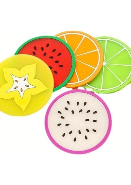 Silikon Nihale Meyve Tasarımlı Bardak Altlığı 5 Adet fiyatları