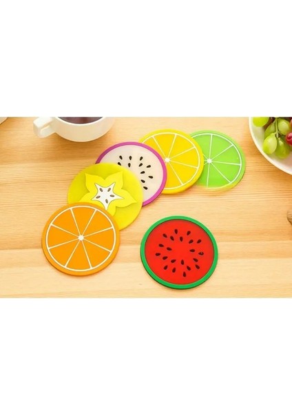 Silikon Nihale Meyve Tasarımlı Bardak Altlığı 5 Adet modelleri