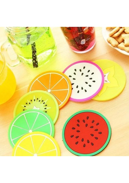 Silikon Nihale Meyve Tasarımlı Bardak Altlığı 5 Adet fırsatları