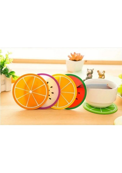 Silikon Nihale Meyve Tasarımlı Bardak Altlığı 5 Adet