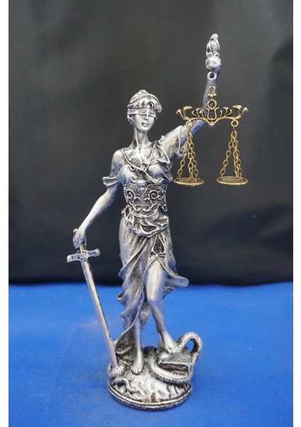 Themis Adalet Tanrıçası Heykeli – 30 cm Avukatlar Için Dekoratif Biblo, Ev & Ofis Aksesuarı Gümüş