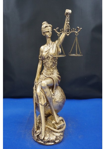 Themis Adalet Tanrıçası Heykeli – 34 cm Dünya Üstünde Dekoratif Biblo, Ev & Ofis Aksesuarı Altın