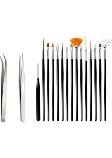 Pasta Fırça Seti 15LI Şef Cımbızı Seti 2li Düz ve Eğik Profesyonel Şef Cımbızı Penset Pastacılık