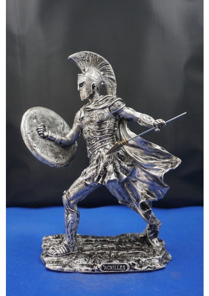 Achilles (Aşil) Mitolojik Tasarım - Ev Ofis Dekoratif Hediyelik Aksesuar (19 Cm) Gümüş