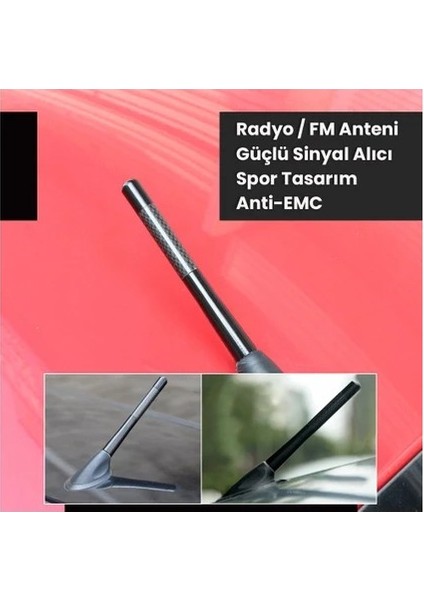 Fiat / Tofaş Şahin Uyumlu Karbon Siyah Renk Oto Radio Anteni Çubuk Anten