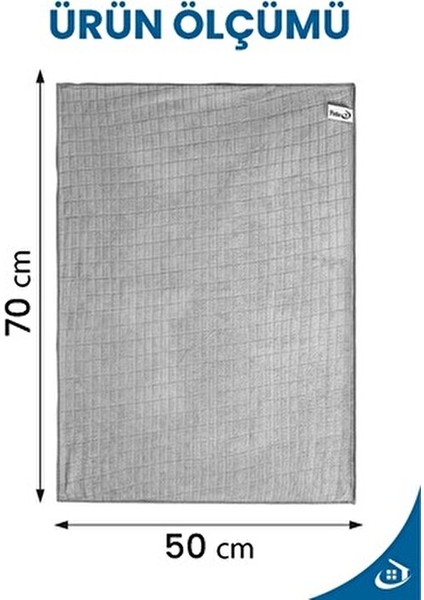 Mikrofiber Yer Silme Bezi Düz Desenli Gri Renk 50X70 cm 1 Adet Pratik Temizlik