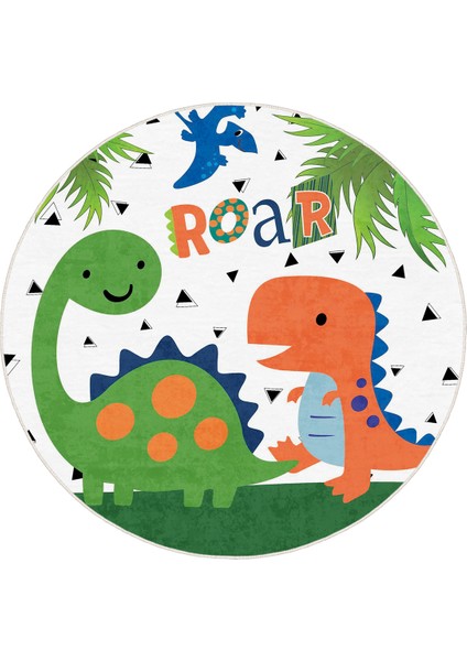 Hayvan Figürlü Yuvarlak Yıkanabilir Çocuk Halısı fırsatları