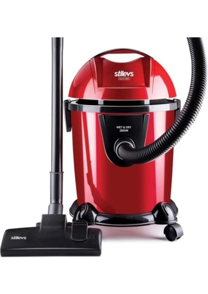 Kırmızı-Siyah 2800W Islak Kuru Elektrikli Süpürge, Güçlü ve Çok Yönlü Temizlik Aracı