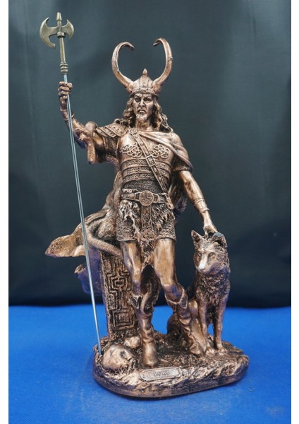 Loki Odin'in Oğlu Heykeli – 35 cm Mitolojik Obje Hediyelik Eşya Ev Dekor Bakır