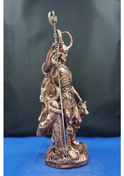 Loki Odin'in Oğlu Heykeli – 35 cm Mitolojik Obje Hediyelik Eşya Ev Dekor Bakır