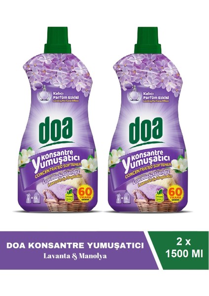 Konsantre Çamaşır Yumuşatıcı Lavanta Manolya 1500 ml x 2 Adet