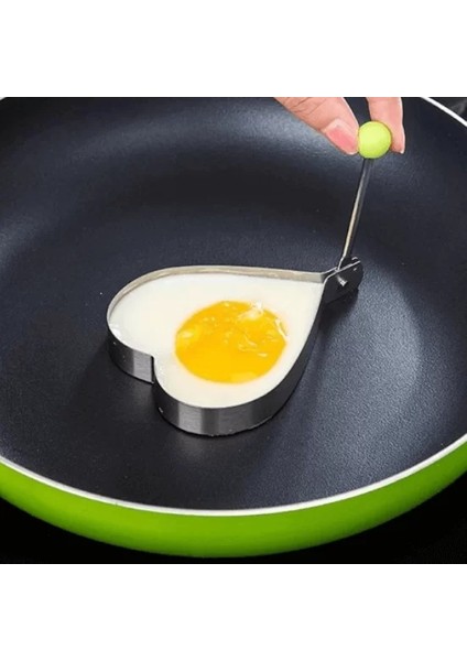 Metalik Kalp Şeklinde Metal Omlet Yumurta ve Krep Kalıpları