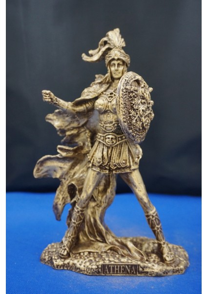 Athena Savaş Tanrıçası – 26 cm Mitolojik Heykel, Ev Dekor ve Hediyelik Biblo Altın