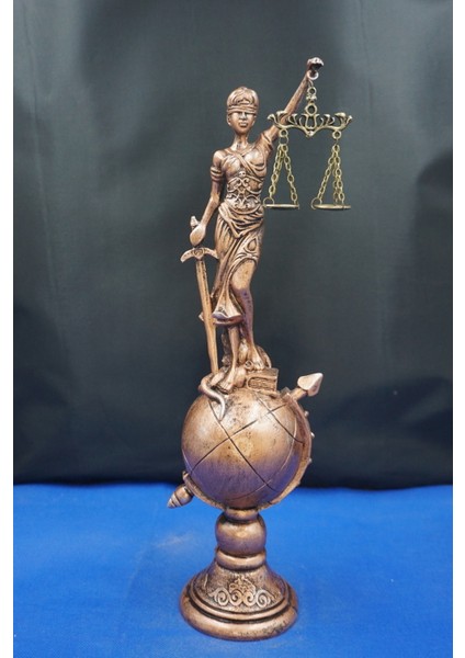 Themis Adalet Terazisi Heykeli – 35 cm Dekoratif Ev & Ofis Biblosu Bakır