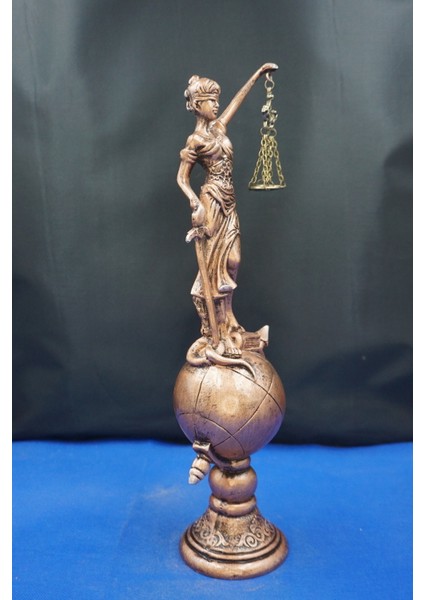 Themis Adalet Terazisi Heykeli – 35 cm Dekoratif Ev & Ofis Biblosu Bakır