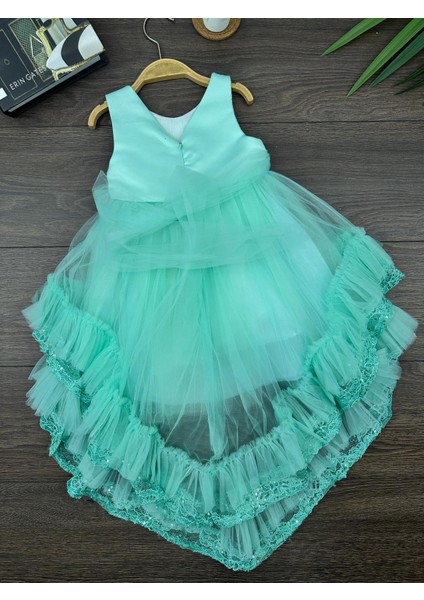 “kız Çocuk Abiye Elbise Yeşil Dantel Çiçek Detaylı Kat Kat Tül 6-10 Yaş Özel Gün Doğum Günü” modelleri
