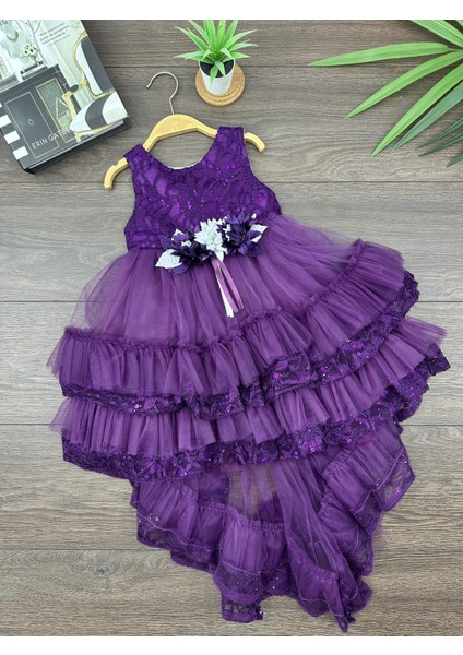 “kız Çocuk Abiye Elbise Yeşil Dantel Çiçek Detaylı Kat Kat Tül 6-10 Yaş Özel Gün Doğum Günü” fiyatları