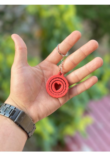 ORJIN3D Stres Çarklı Kalp Desenli Kırmızı Anahtarlık