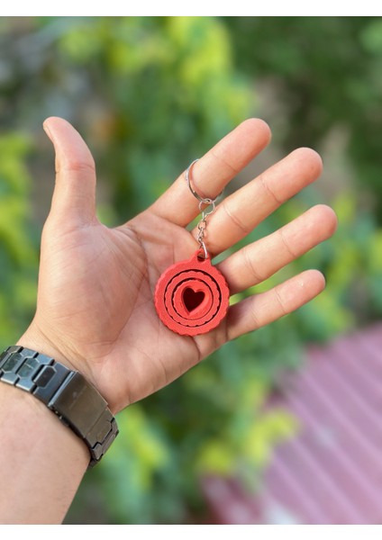 ORJIN3D Stres Çarklı Kalp Desenli Kırmızı Anahtarlık modelleri