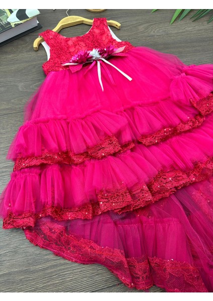 “kız Çocuk Abiye Elbise Yeşil Dantel Çiçek Detaylı Kat Kat Tül 6-10 Yaş Özel Gün Doğum Günü” fırsatları