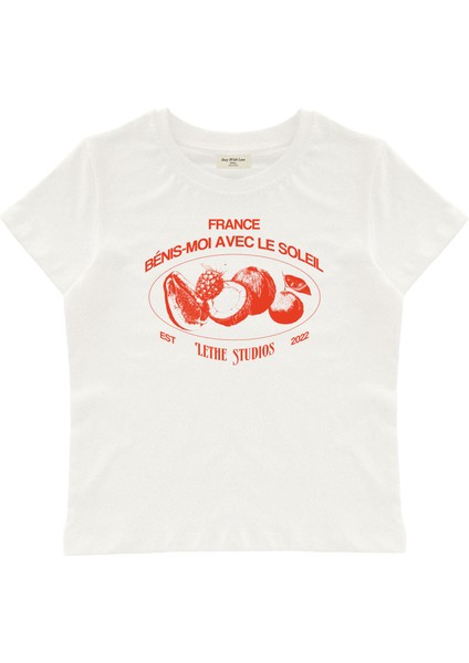 Le Soleil Baskılı Baby Tee Crop Top