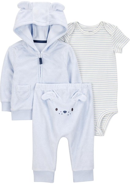 Erkek Bebek Mavi 3lü Hırkalı