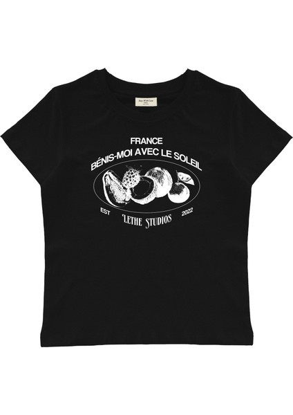 Le Soleil Baskılı Baby Tee Crop Top