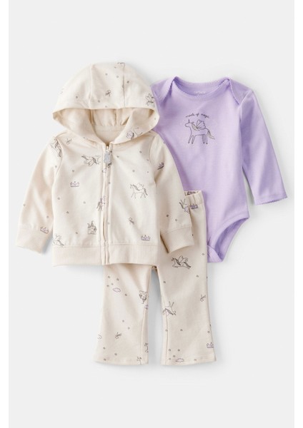 Kız Bebek Ekru 3lü Hırkalı