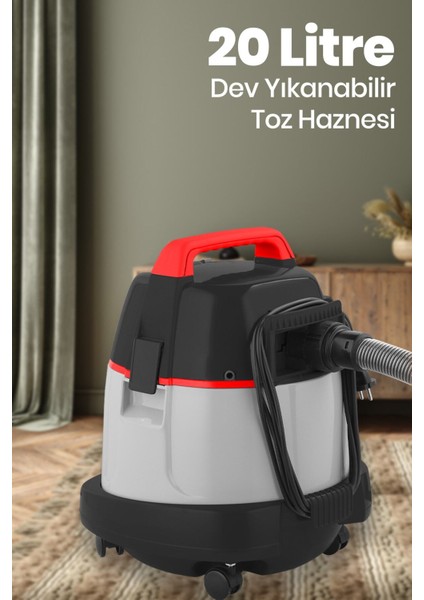 20 Litre Geniş Hazneli 2200W Islak Kuru Toz Torbalı Elektrikli Süpürge indirimleri